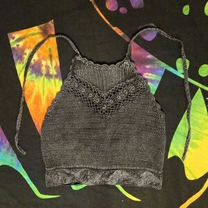 F21 Black Crochet Crop Top